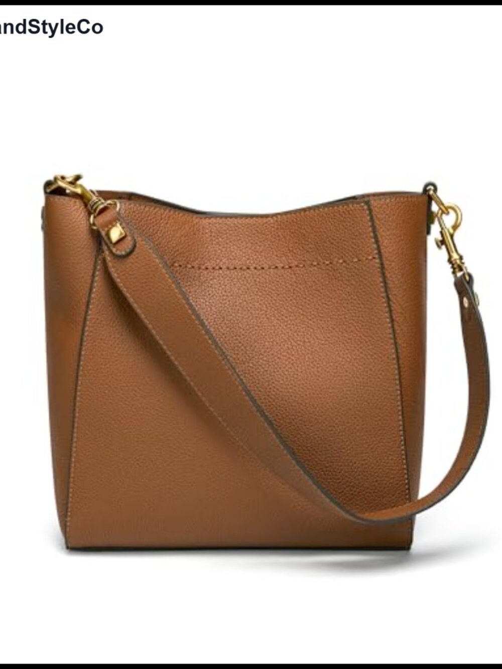 Genuine Leather Bucket Hobo Bag Shoulder Tote Purse for Women Detachable Strap